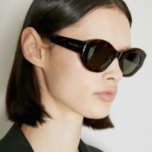 Saint Laurent SL639 003 Geometric Sunglasses - Havana/Green - Picture 2 of 11